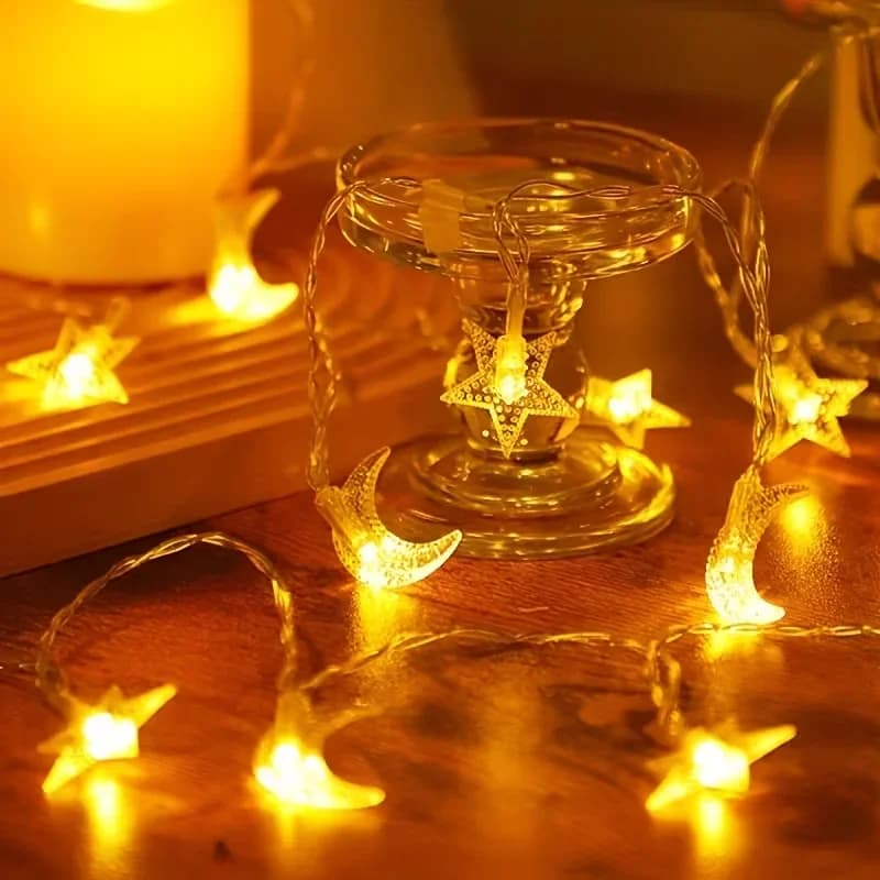 Solarni lanac zvijezda i mjeseca toplo bijele i multicolor