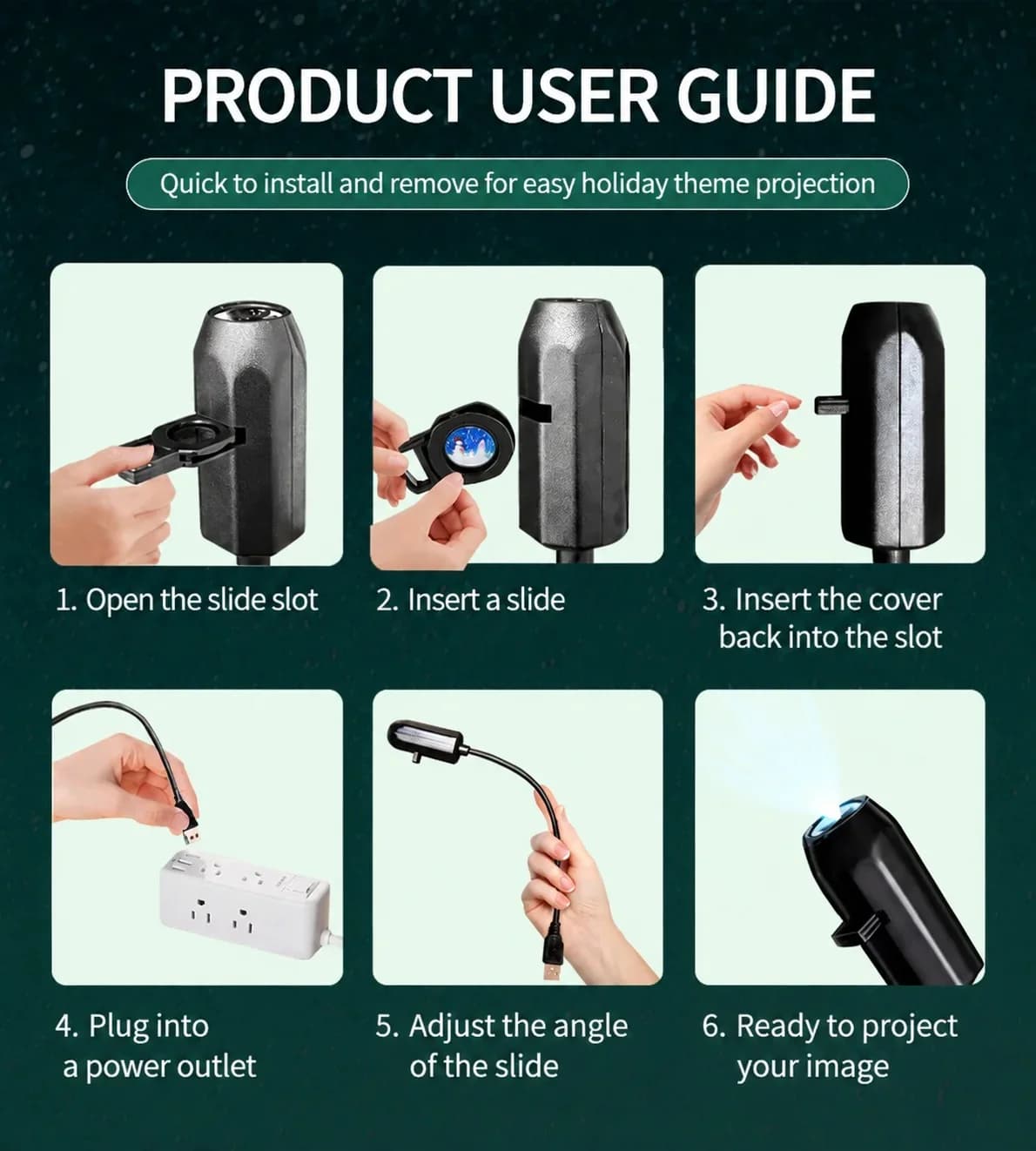 Mini USB noćno svjetlo projektor s ocean motivima