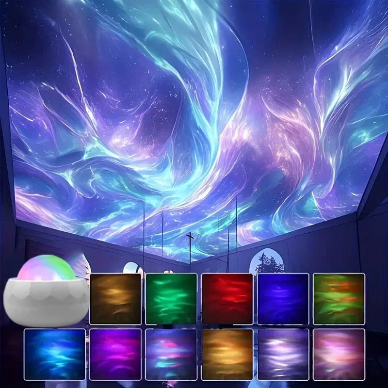 Projektor polarnog svjetla i zvjezdanog neba, atmosfera lampa Aurora